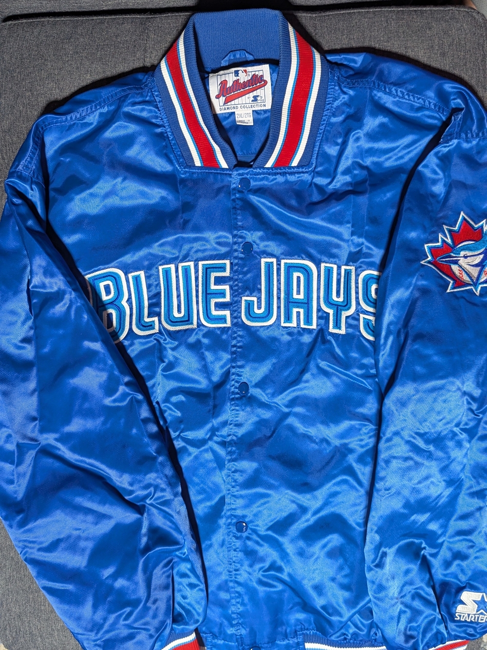 90s Starter Toronto Blue Jays Satin Bomber Jacket - MLB Diamond Collection